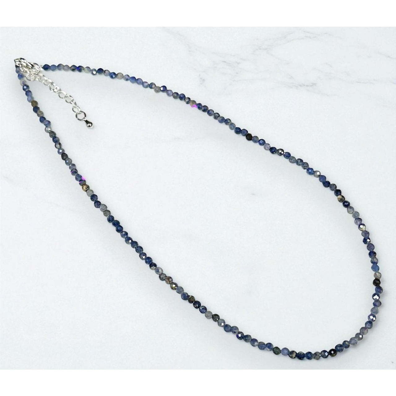 Natural Sapphire Faceted Beaded Necklace 2mm Gemstone Beads