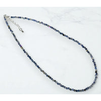 Natural Sapphire Faceted Beaded Necklace 2mm Gemstone Beads