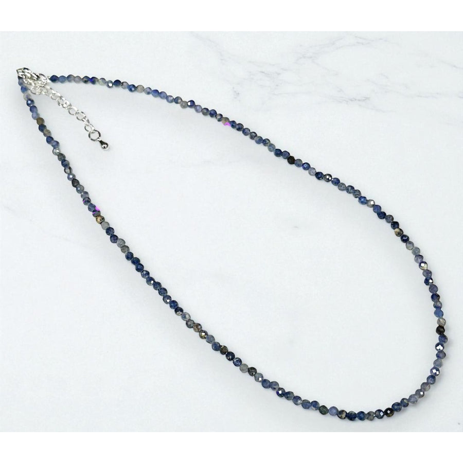 Natural Sapphire Faceted Beaded Necklace 2mm Gemstone Beads