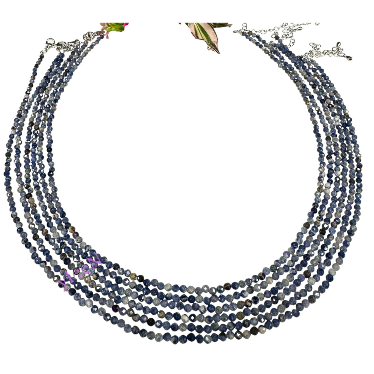 Natural Sapphire Faceted Beaded Necklace 2mm Gemstone Beads