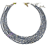 Natural Sapphire Faceted Beaded Necklace 2mm Gemstone Beads
