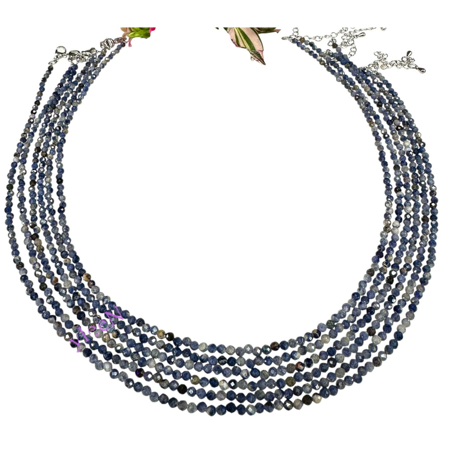 Natural Sapphire Faceted Beaded Necklace 2mm Gemstone Beads