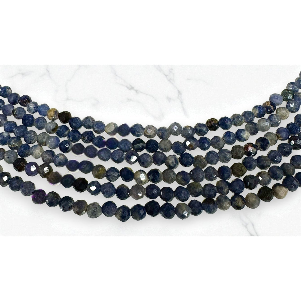 Natural Sapphire Faceted Beaded Necklace 2mm Gemstone Beads