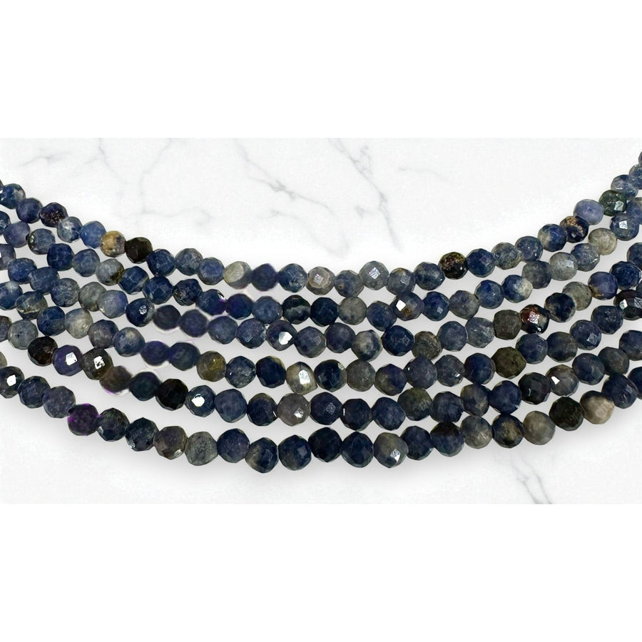 Natural Sapphire Faceted Beaded Necklace 2mm Gemstone Beads