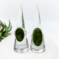 Thumbnail for Two silver rings featuring oval Nephrite Jade stones from the collection