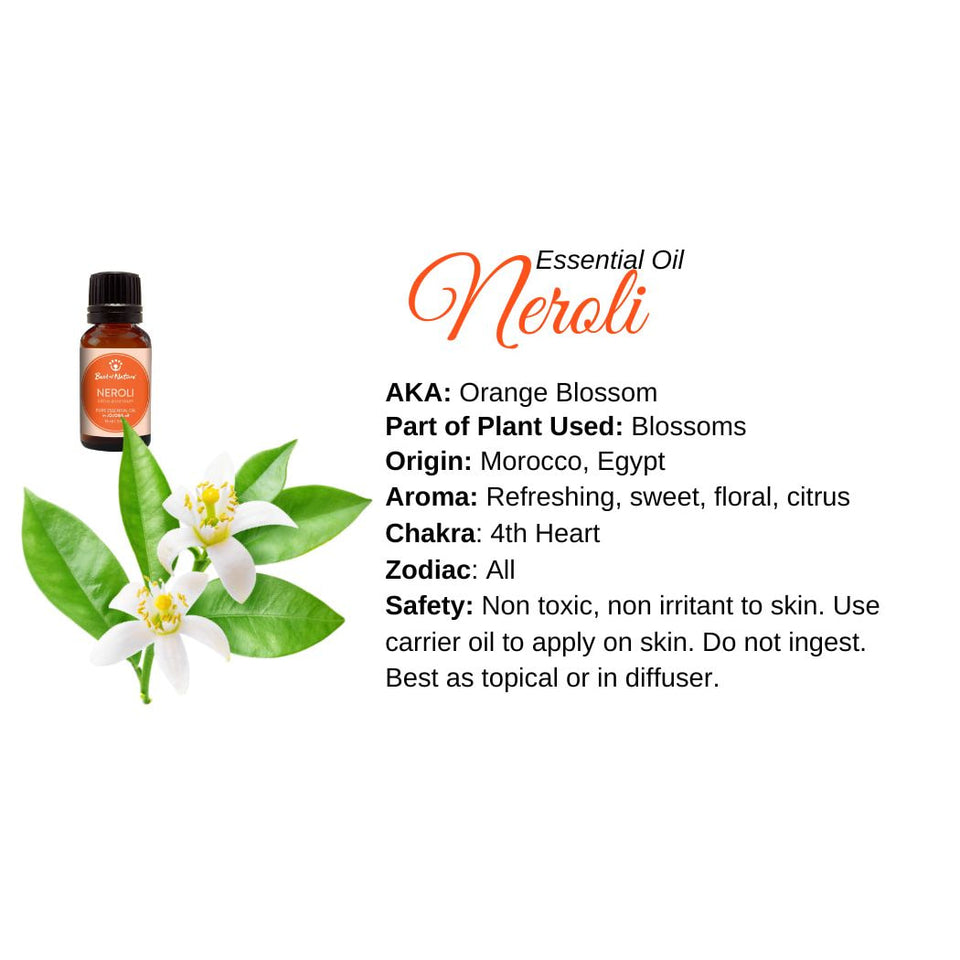 NEROLIページ Neroli Essential Oil Info Card Q069 for Skin and Hair – Bliss Crystals