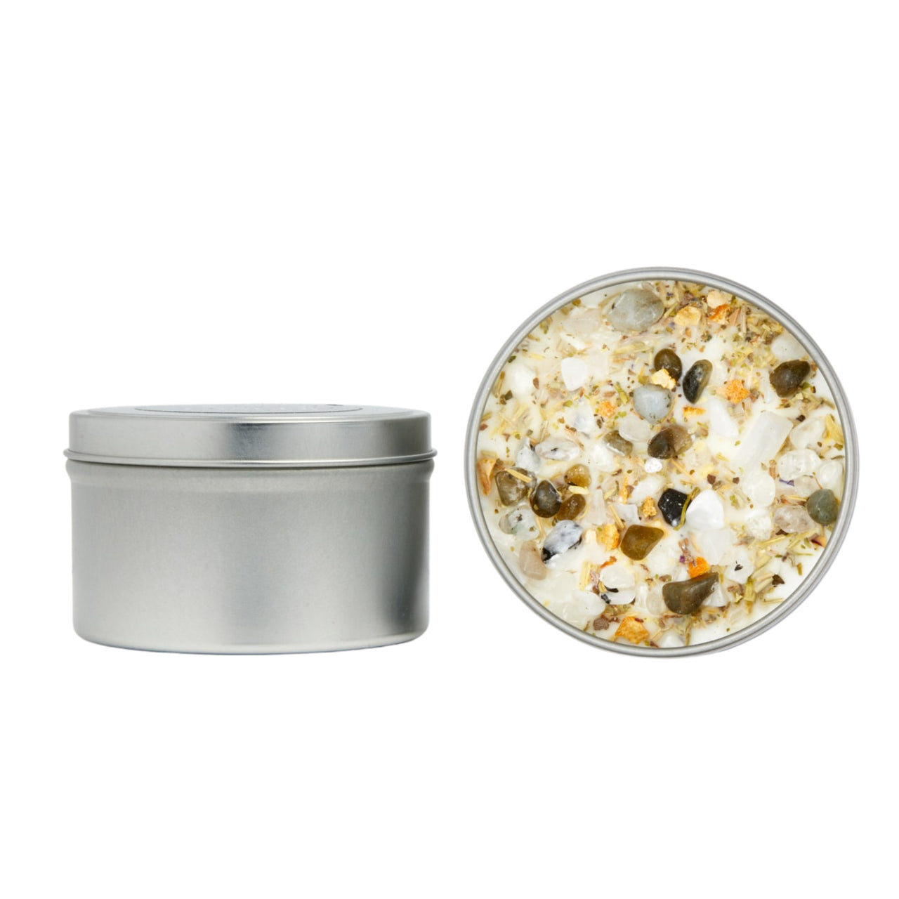 New Moon Candle: Ritual Crystal Candles with Popcorn Tin and Container - 7.5oz Glass