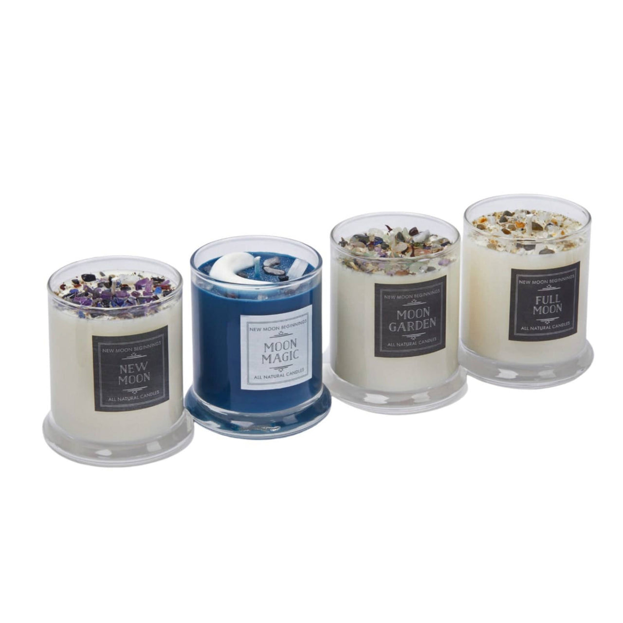 Crystal candles in three sizes, New Moon Candle Ritual Soy Candle, 7.5oz Square Glass