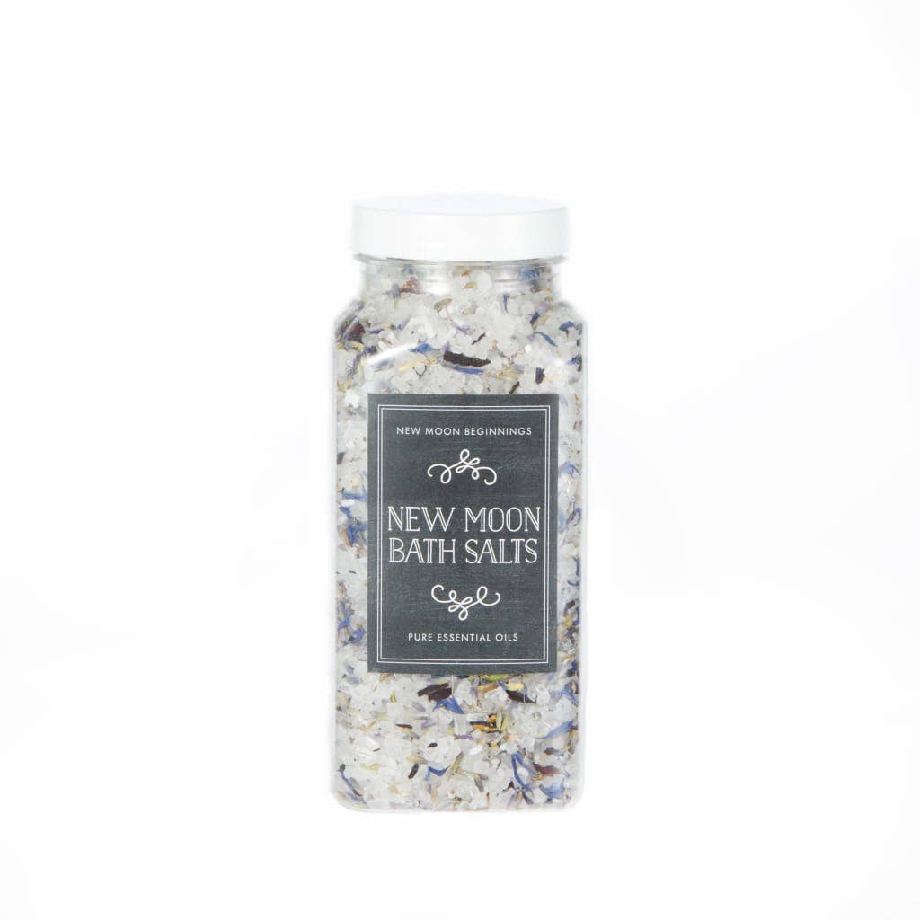 New Moon Crystal & Herb Bath Salt Soak 4oz #LV5492 bottle with label