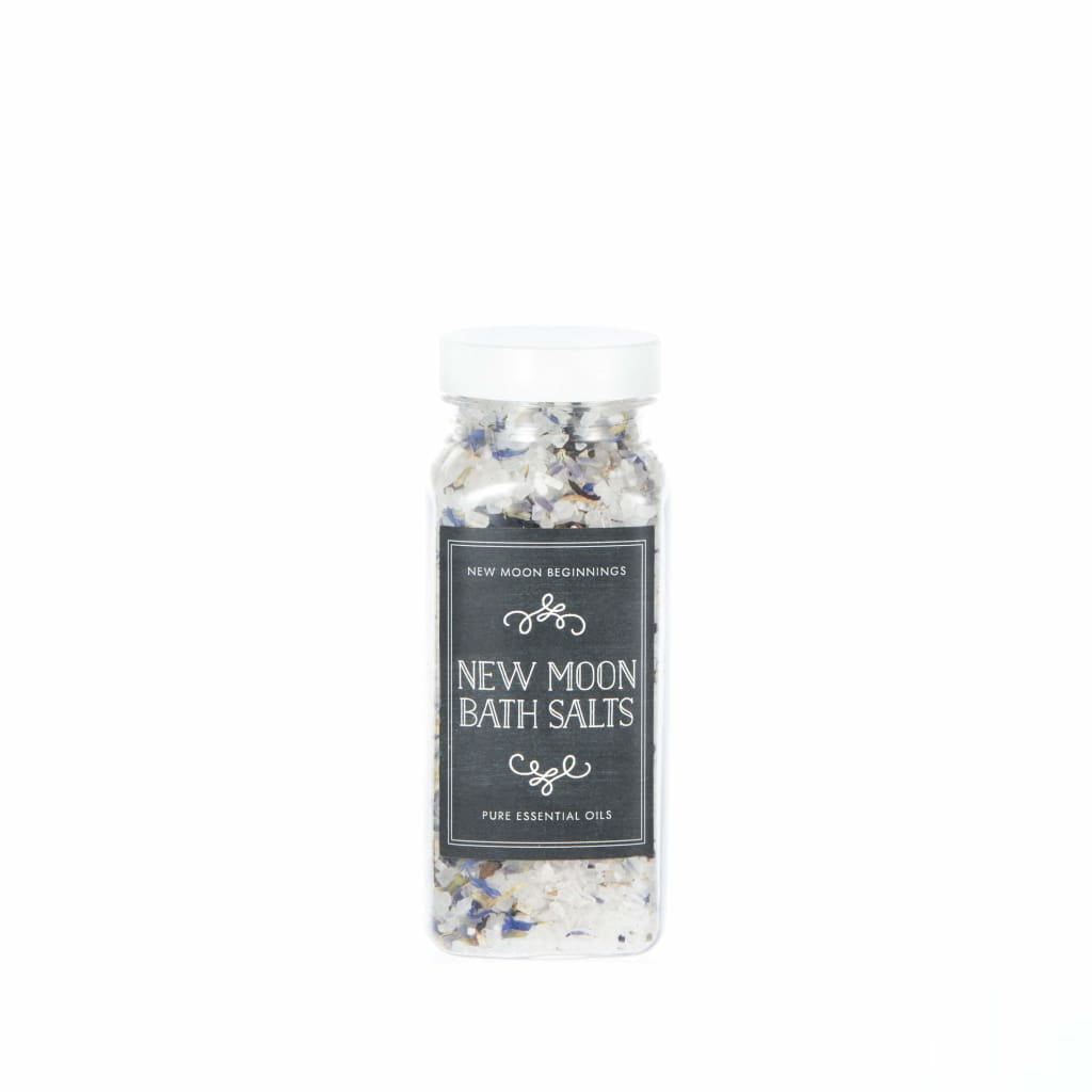 New Moon Crystal & Herb Bath Salt Soak 4oz bottle #LV5492 on display