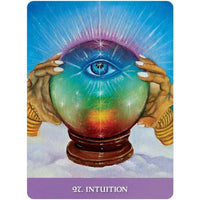 Vibrant rainbow crystal ball with glowing blue eye in New Orleans Oracle Deck LV9581