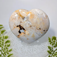 Ocean Jasper 3.1’’ heart-shaped geode #BC1140 with white golden interior