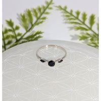Onyx faceted size 8 triple stone silver ring BC1065 minimalist design