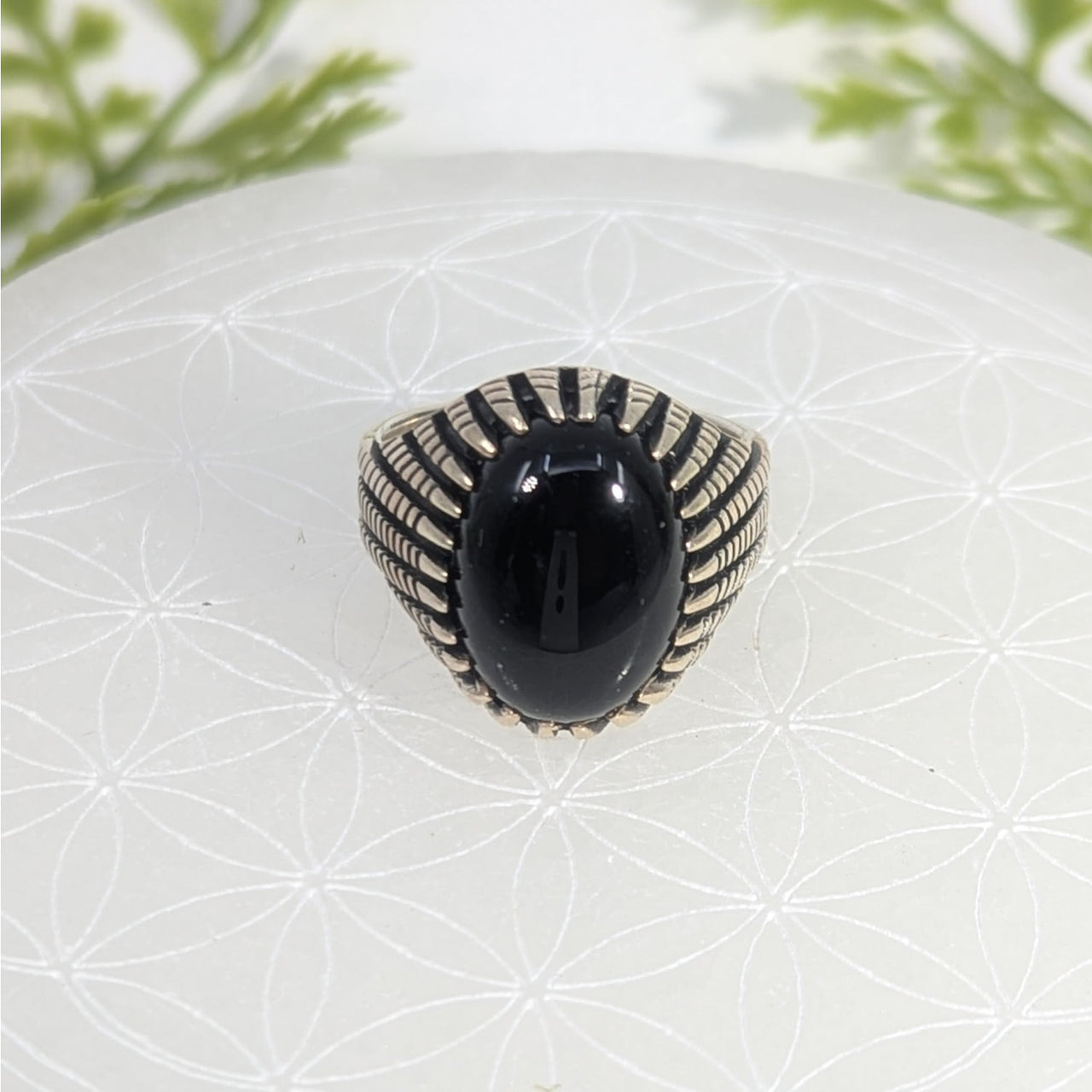 Onyx masculine size 9 textured black ring #BC1060