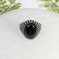 Onyx masculine size 9 textured black ring #BC1060