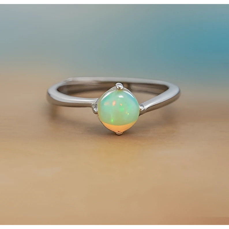 Opal Prong Set Sterling Silver Ring #LV9460
