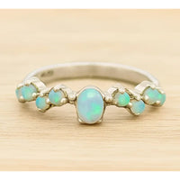 Opal Stackable 9 Stone Sterling Silver Ring #LV9462