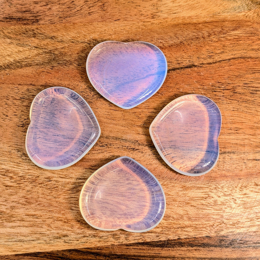 Iridescent heart-shaped stones on Opalite 1.25 thumb heart stone product display