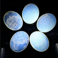 Opalite Thumb 2’’ Stone w Floral Etching #LV9339 - $26