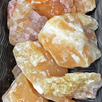 Thumbnail for Raw chunks of pink Himalayan salt crystals for Orange Calcite Rough Chunks #R177