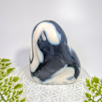 Orca Agate 3.6’’ Freeform #BC1144: polished navy blue and white swirls