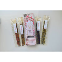 Pink floral pack of assorted smudge incense sticks: palo santo, frankincense, lavender, vanilla #BC0443