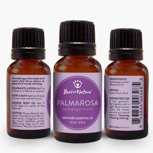 PALMAROSA Essential Oil Single Note BN31 by Best of Nature - three labeled bottles