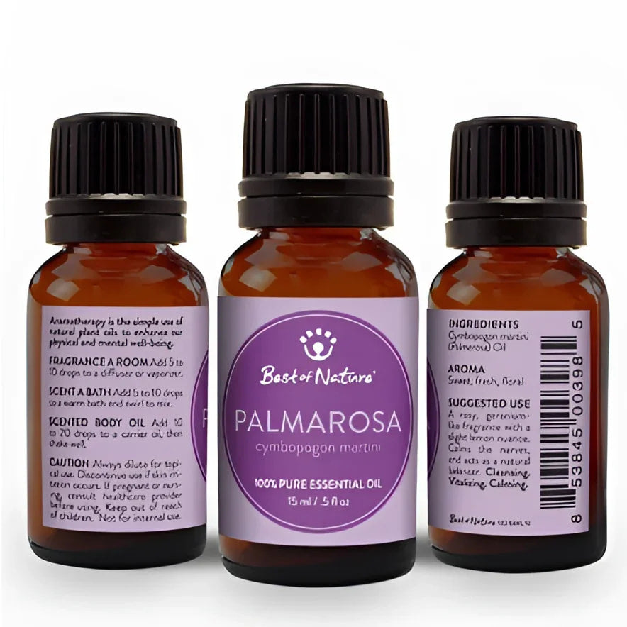 PALMAROSA Essential Oil Single Note BN31 by Best of Nature - three labeled bottles