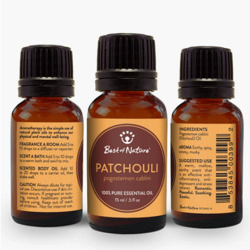 Patchouli Essential Oil Single Note by Best of Nature #BN50 in elegant display bottle