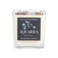 Thumbnail for Aquarius Zodiac Sign Candle from Peaceful Home: 7.5oz Soy, Crystals & Herb Energy Candles