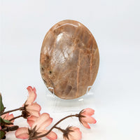 Thumbnail for Polished oval brown Peach Moonstone palm stone from Bliss Crystals, XL size
