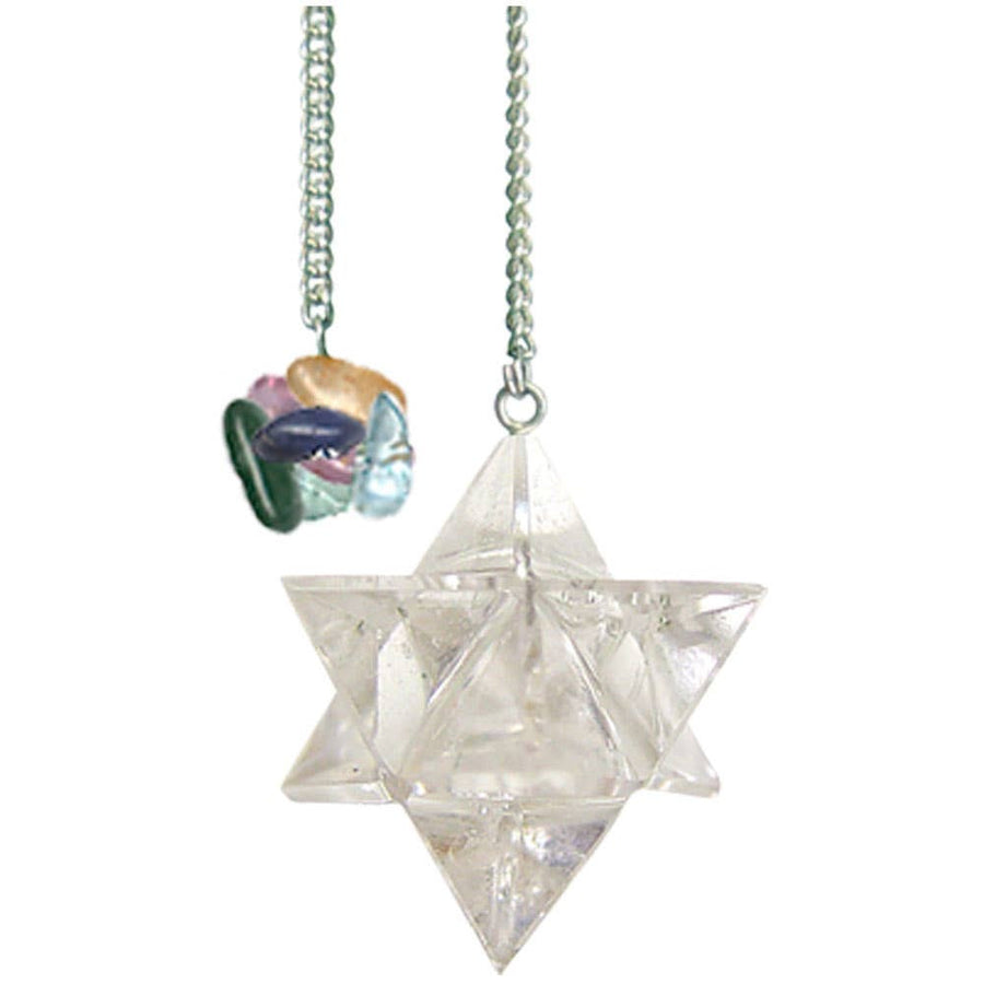 Hanging crystal star and gemstone cluster for Pendulum Merkaba Clear Quartz #LV5348