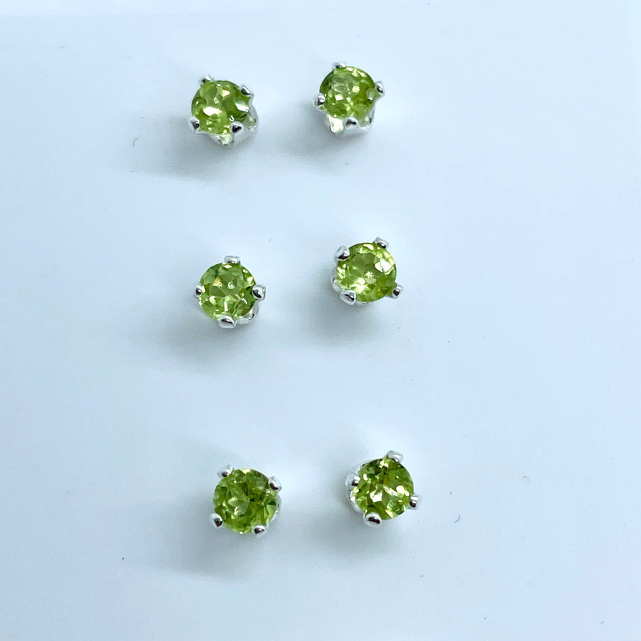 Peridot Faceted Sterling Silver Stud Earrings featuring pernite gems from the pernite mine