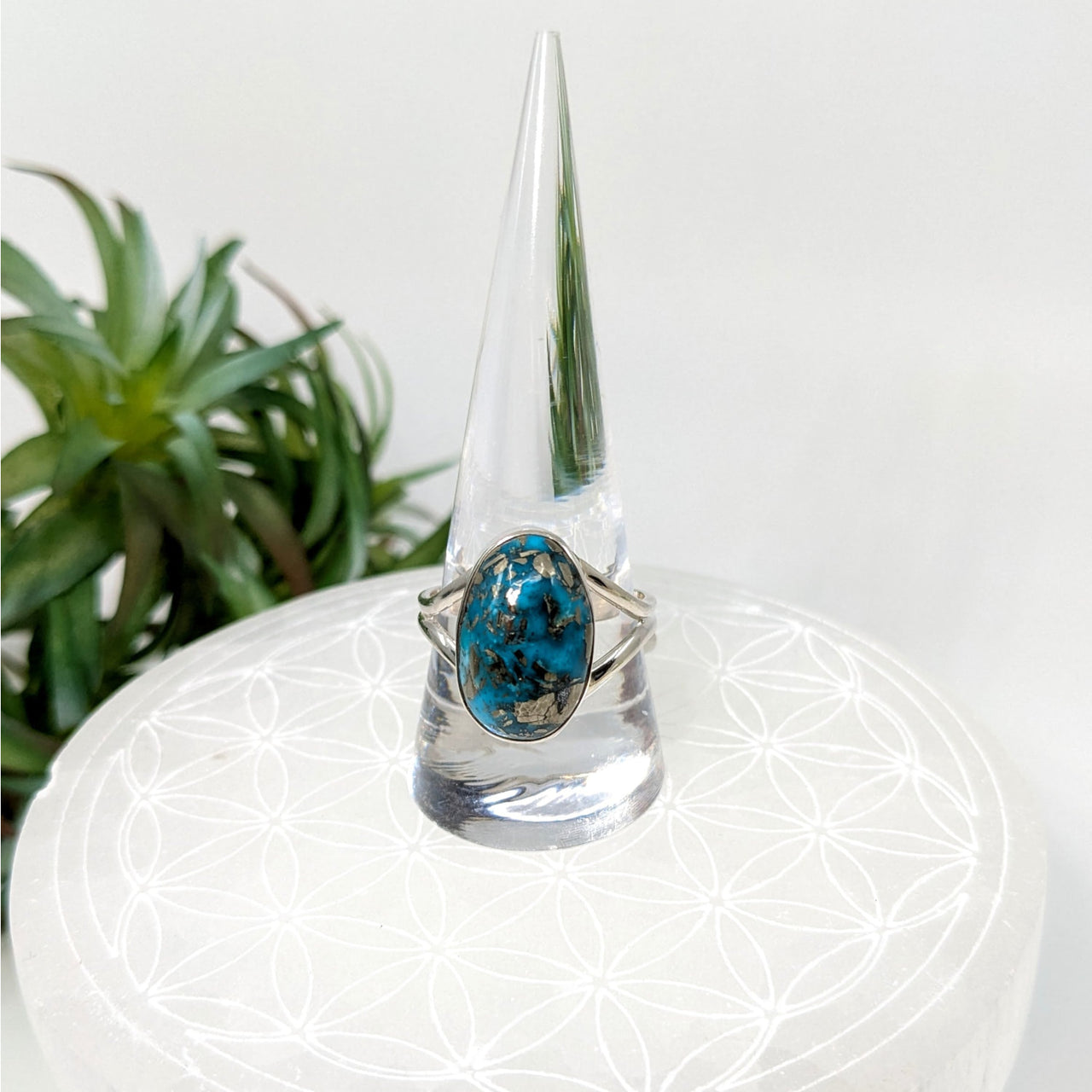 Persian Turquoise Sz 10.75 Oval S.S. Ring #LV6055 - $72