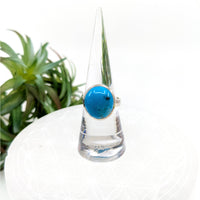 Thumbnail for Persian Turquoise Sz 7 Round S.S. Ring #LV6052 - $55.20