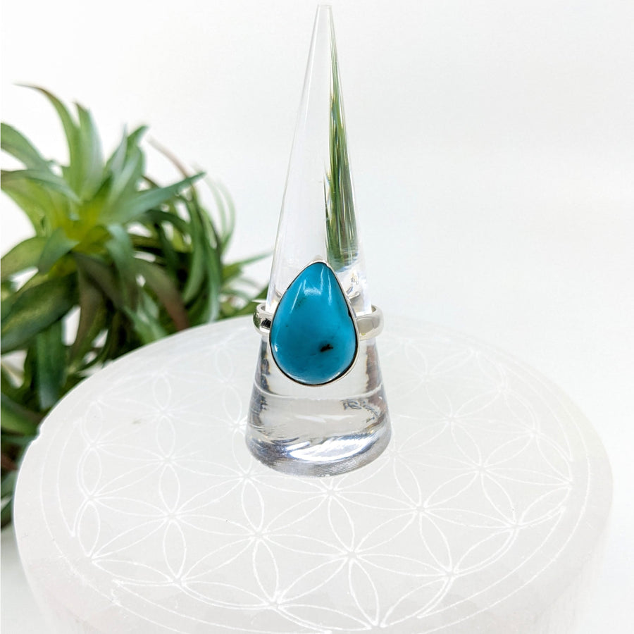 Persian Turquoise Sz 9 Teardrop S.S. Ring #LV6056 - $63.20
