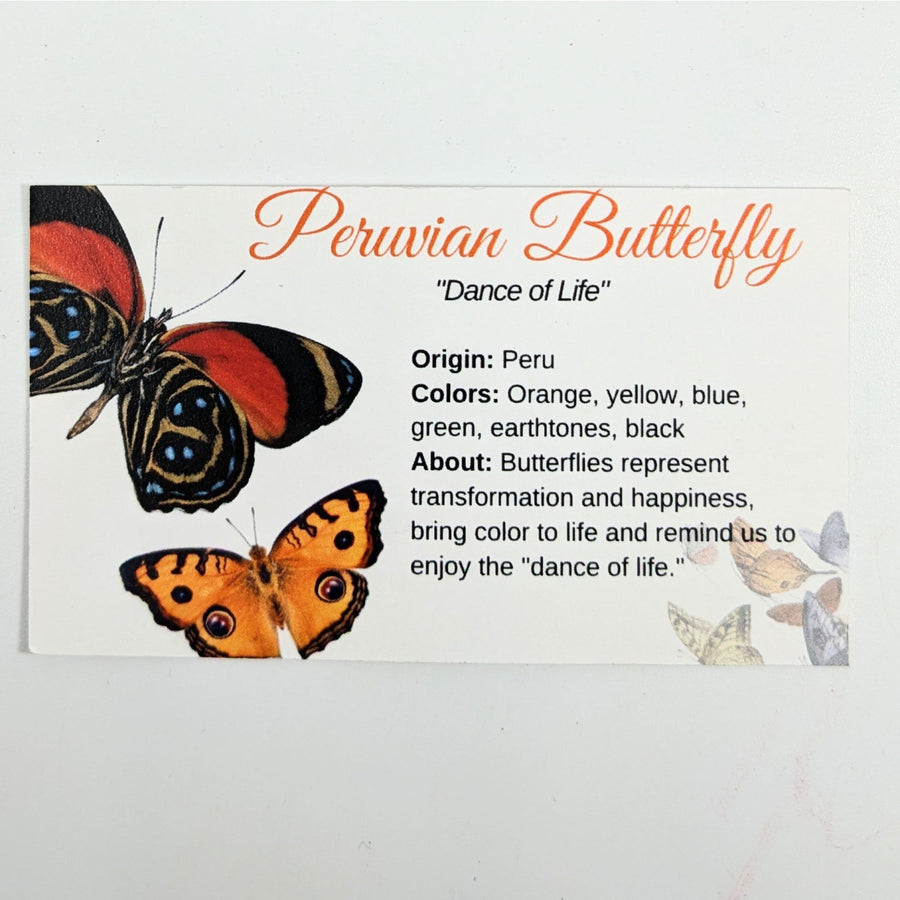 Peruvian Butterfly Information Card featuring colorful butterfly images