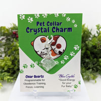 Thumbnail for Card with a dog and green heart showcasing the Pet Collar Clip-On Crystal Charm - Clear Quartz