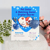 Blue glittery heart Dumortierite crystal pet collar charms BC0185