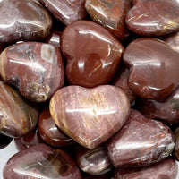 Thumbnail for Polished petrified wood heart in deep reddish-brown tones, perfect for decor