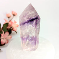 Thumbnail for Polished Phantom Amethyst crystal point for protective light shield against psychic attacks