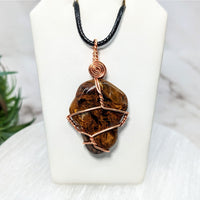 Thumbnail for Pietersite 1.3’ Wire Wrapped Pendant #JC02 with copper wire around a brown stone