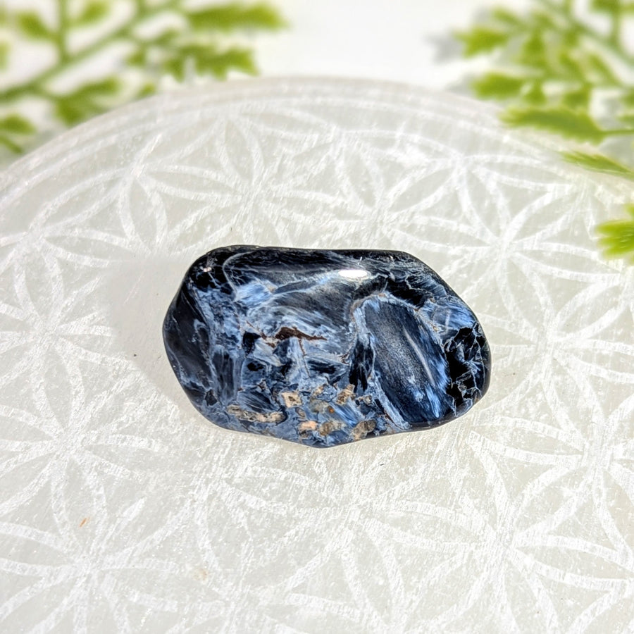 Polished blue sodalite tumbled stone Pietersite 1.5in specimen #BC1152