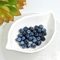 Thumbnail for Fresh blueberries in a white dish with Pietersite 7mm Organic Cube Bead design