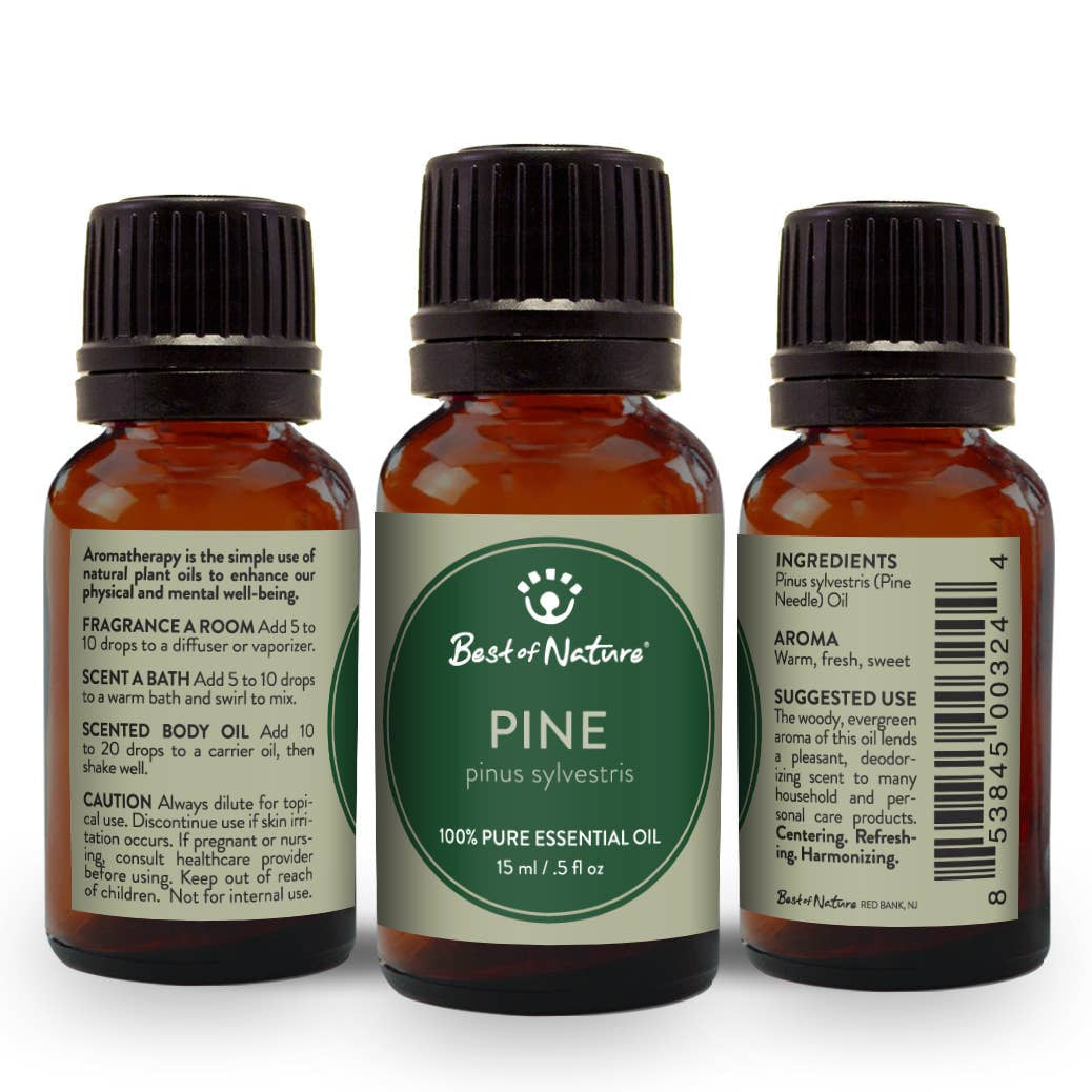 100% Pure Pine Essential Oil by Best of Nature 15ml Amber Bottle