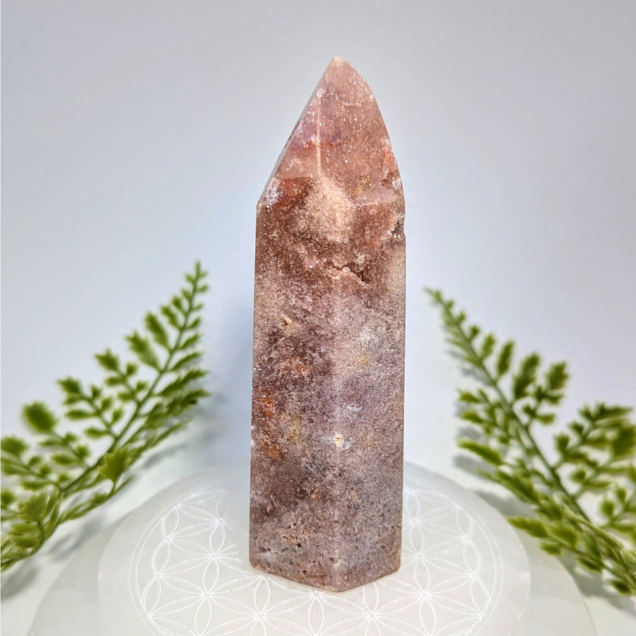 Pink Amethyst 4.5’’ rose quartz tower #BC0807 with pink-brown gradient