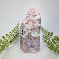 Pink Amethyst 4’’ Generator Tower #BC0808 geode with pink quartz crown