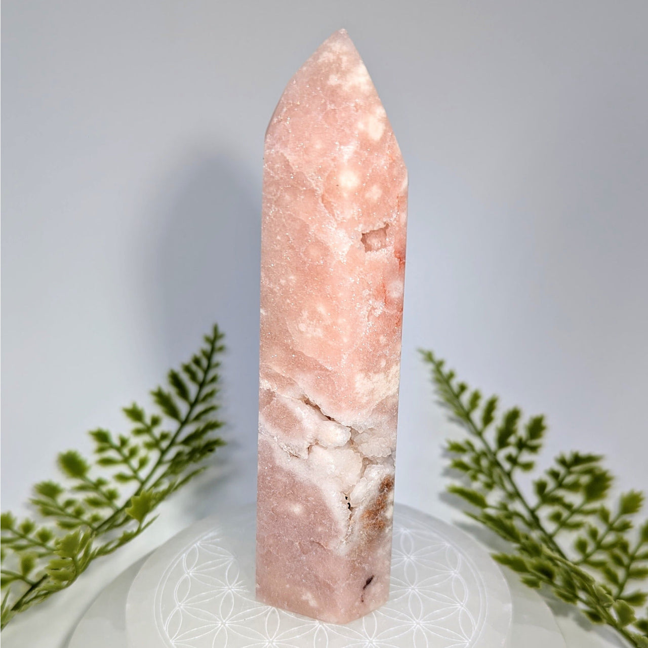 Pink Amethyst 5’’ Tower #BC0806 with natural white veining