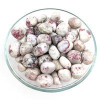 Thumbnail for A bowl full of qut eggs with Pink Epidote in White Scapolite tumbled stones #SK7425