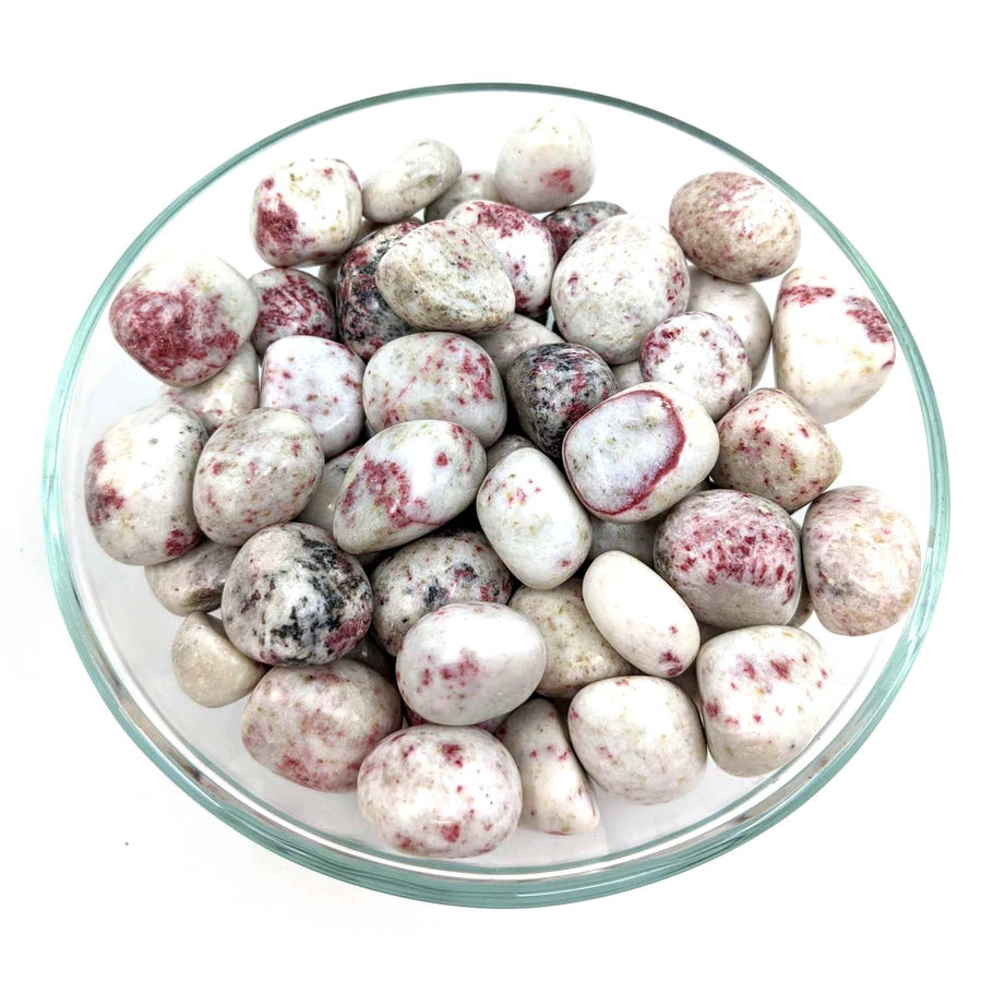 Bowl of Qut Eggs featuring Pink Epidote in White Scapolite Tumbled #SK7425 for reward notifications